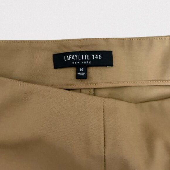 Lafayette 148 New York Stanton Ankle Pants Cotton Blend Side Zip ‎Size 14 Khaki - Picture 3 of 9